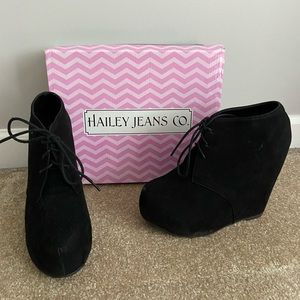 Hailey Jean Co. Black Wedge Booties